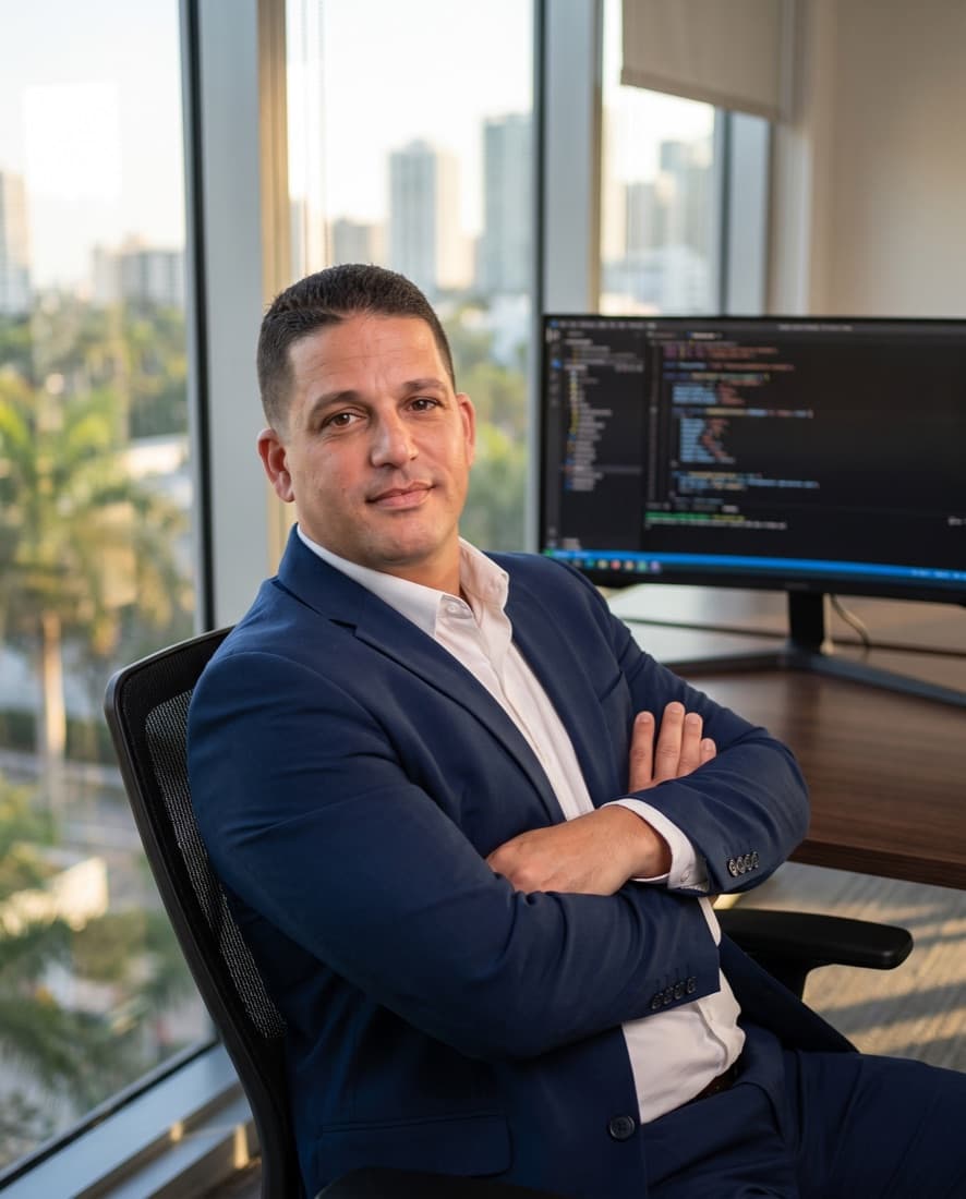 Jorge Rodriguez, fundador y CEO de Florida Hitech, en su oficina de Miami
